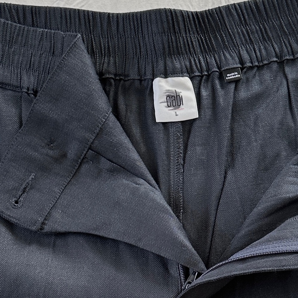Cabi Linen Spandex Stretch Blend Finale Navy Trousers Pants Pockets #6425 - Picture 8 of 16